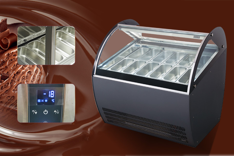 Commercial refrigerated ice cream cabinet