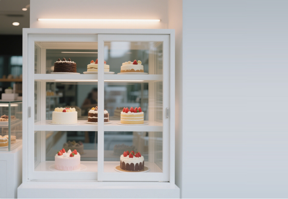 White cake cabinet