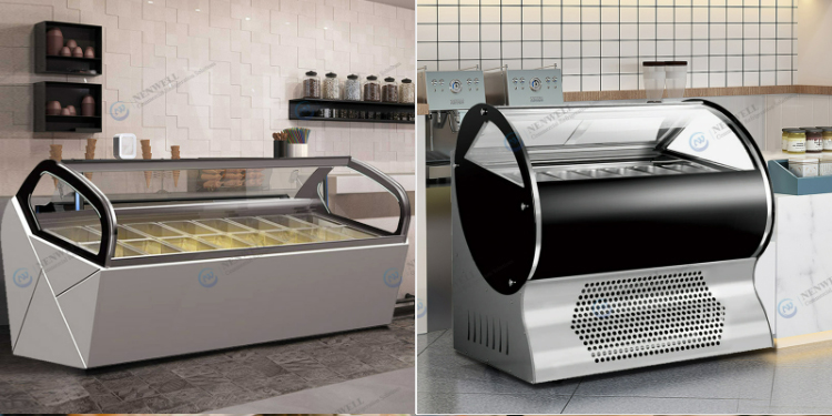 2 metal - textured desktop floor - standing ice - cream cabinets