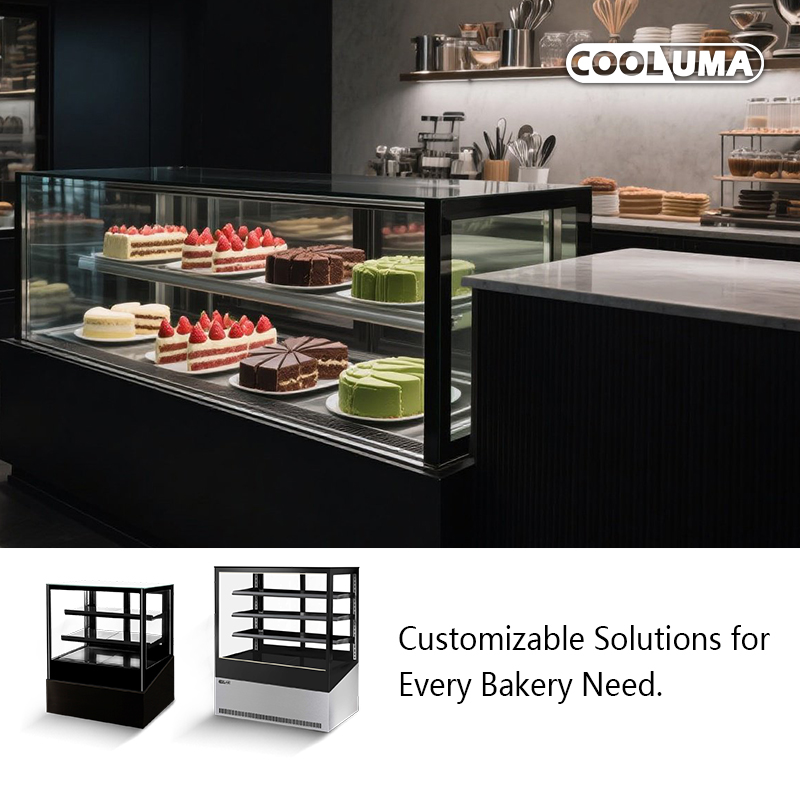 Glass door cake display cabinet