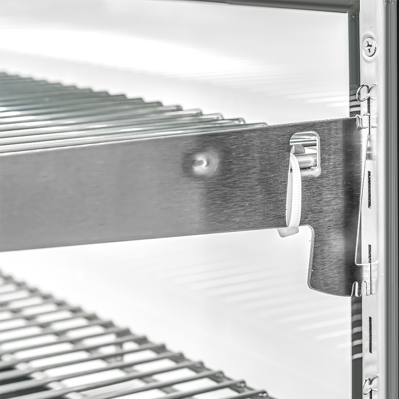 Stainless steel snap - on cake cabinet shelf