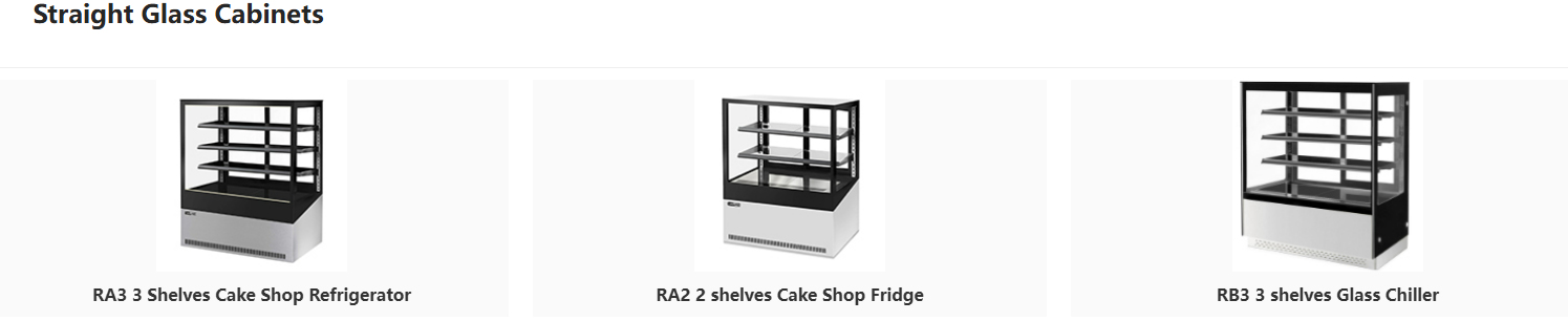 RA and RB series right-angled display cabinets