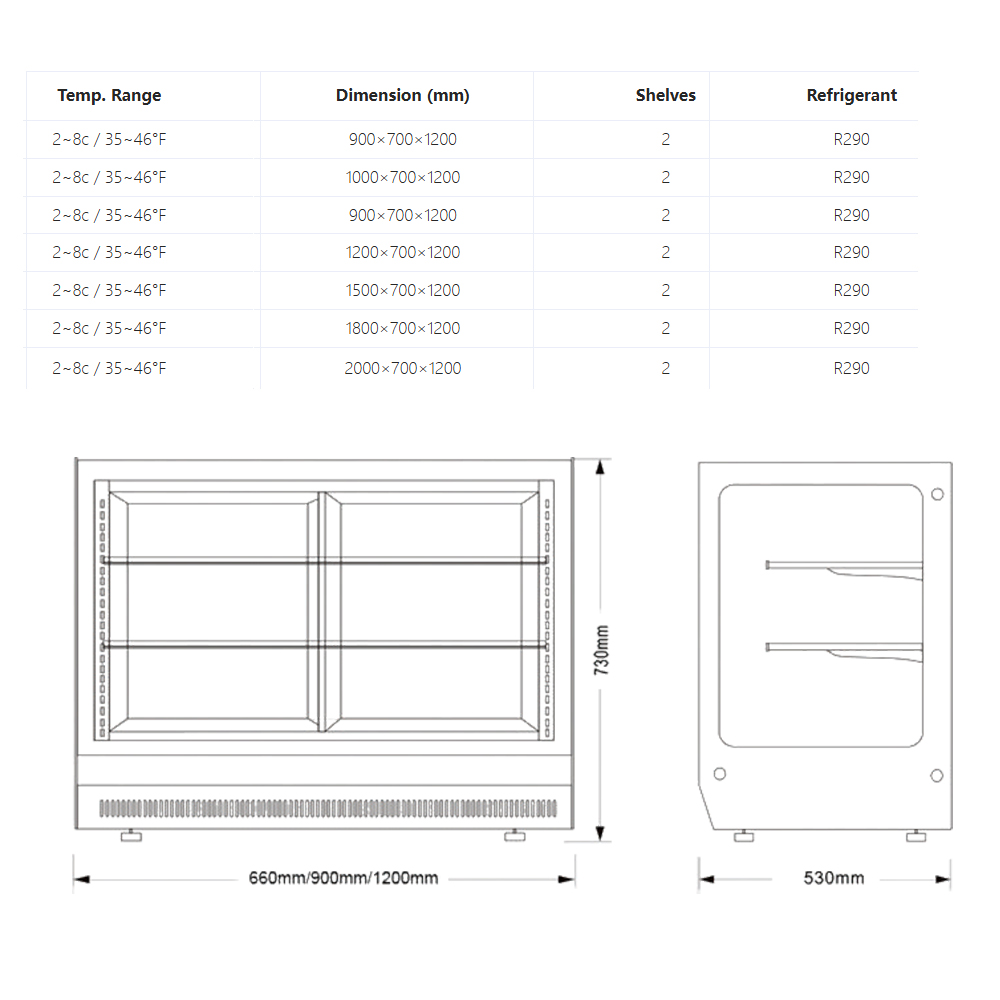 Refrigerated cabinets for cakes of different specifications are suitable for different scenario needs.