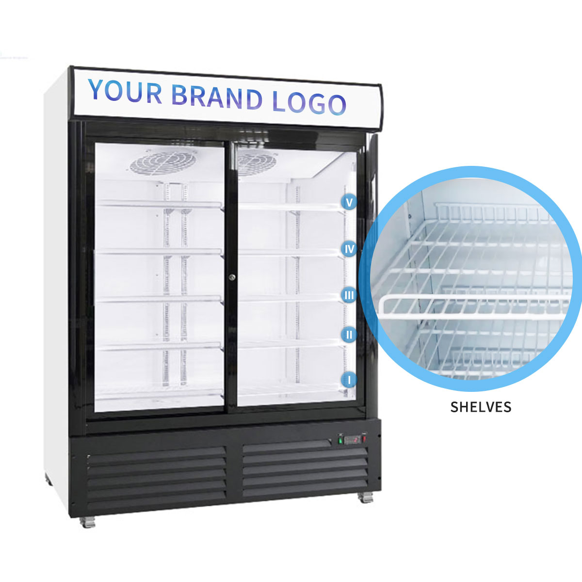 Effect of 5 shelves for the refrigerator cabinet
