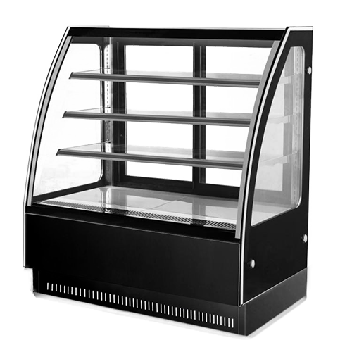 3 shelves Glass Cake Display Chiller with Curved Glass