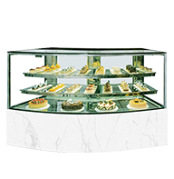 round Corner Sector Shape Cake Display Showcase with Custom Length