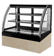 2 shelves Glass Cake Display Fridge with Curved Glass