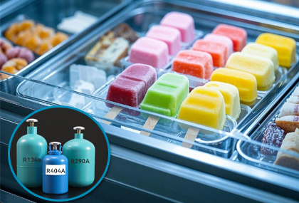Ice cream cabinet snow