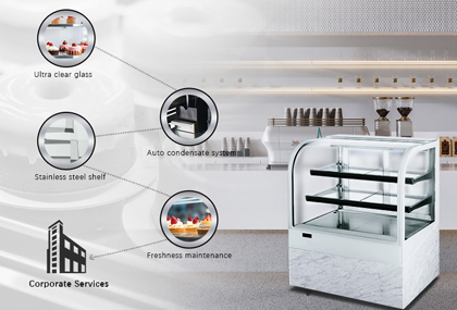 White tabletop cake cabinet