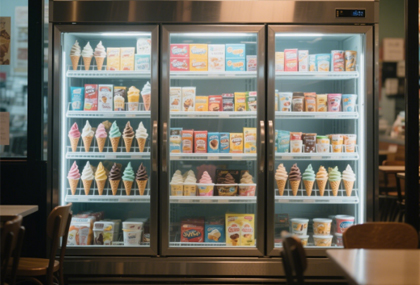 Three - door ice - cream freezer