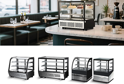Display cabinets for different series of cakes