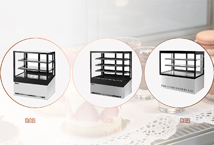 3 desktop refrigerated cake food display cabinets