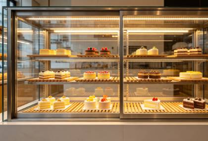 Sliding door cake display cabinet
